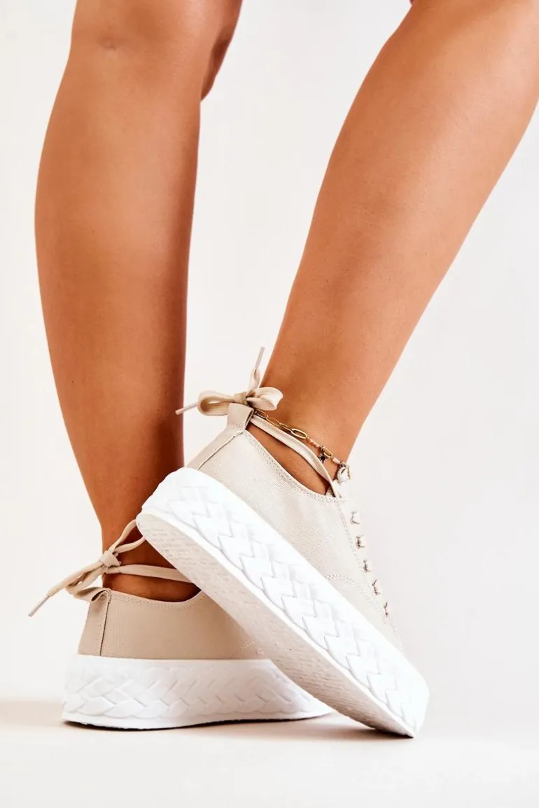 Tenisówki Na Masywnej Platformie Jasnobeżowe Suzane