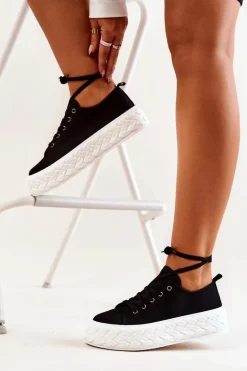 Tenisówki Na Masywnej Platformie Czarno-Białe Suzane