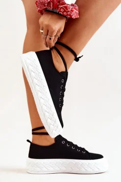 Tenisówki Na Masywnej Platformie Czarno-Białe Suzane