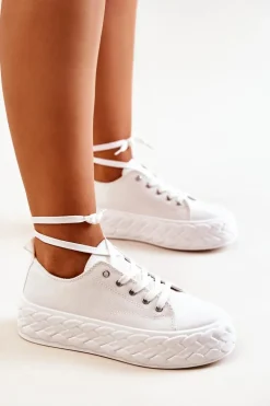 Tenisówki Na Masywnej Platformie Białe Suzane