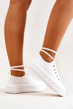Tenisówki Na Masywnej Platformie Białe Suzane