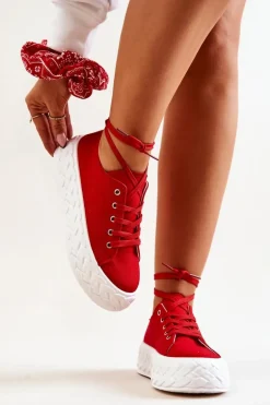 Tenisówki Na Masywnej Platformie Czerwone Suzane