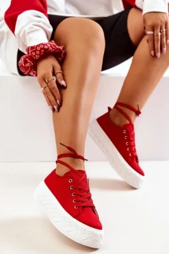 Tenisówki Na Masywnej Platformie Czerwone Suzane