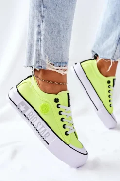 Tenisówki Na Platformie BIG STAR II274022 Neonowe Żółte