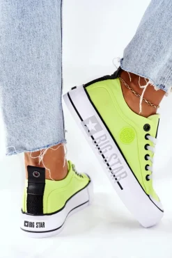 Tenisówki Na Platformie BIG STAR II274022 Neonowe Żółte