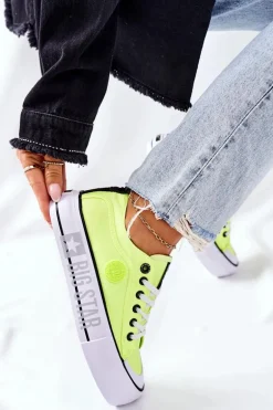 Tenisówki Na Platformie BIG STAR II274022 Neonowe Żółte