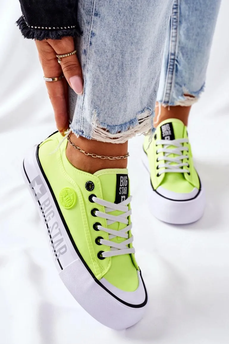 Tenisówki Na Platformie BIG STAR II274022 Neonowe Żółte