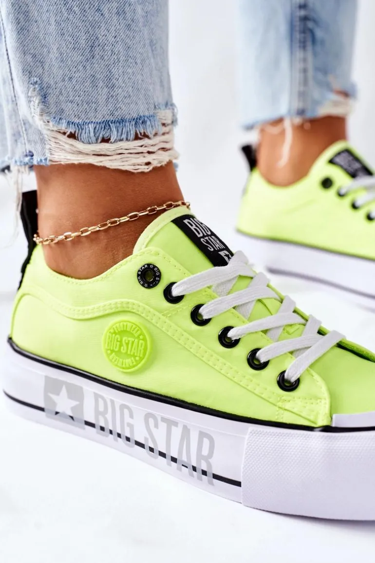 Tenisówki Na Platformie BIG STAR II274022 Neonowe Żółte
