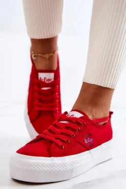 Tenisówki Na Platformie Lee Cooper LCW-22-31-0834L Czerwone