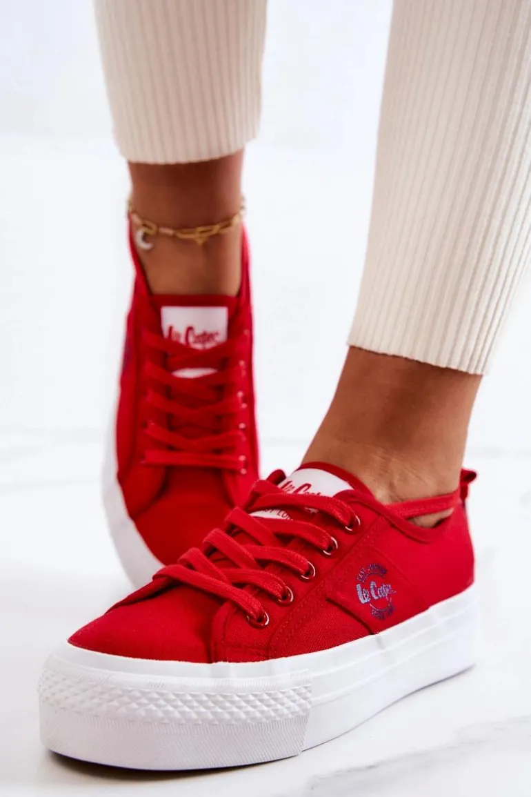 Tenisówki Na Platformie Lee Cooper LCW-22-31-0834L Czerwone