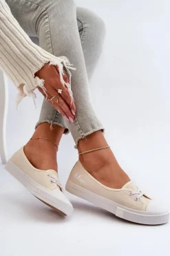 Tenisówki Trampki Damskie Lee Cooper LCW-24-31-2728 Beżowe