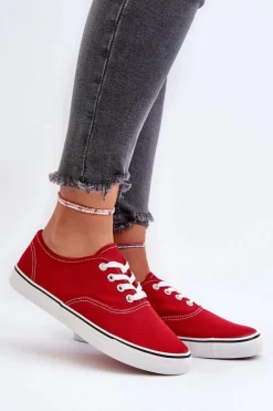 Tenisówki Trampki Damskie Klasyczne Czerwone Olvali