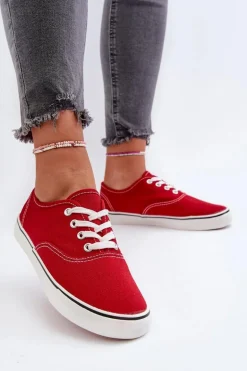 Tenisówki Trampki Damskie Klasyczne Czerwone Olvali