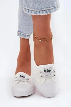 Tenisówki Trampki Damskie Z Haftem Lee Cooper LCW-25-31-3447L Białe
