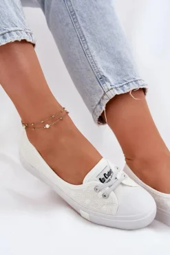 Tenisówki Trampki Damskie Z Haftem Lee Cooper LCW-25-31-3447L Białe