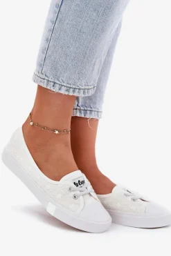 Tenisówki Trampki Damskie Z Haftem Lee Cooper LCW-25-31-3447L Białe