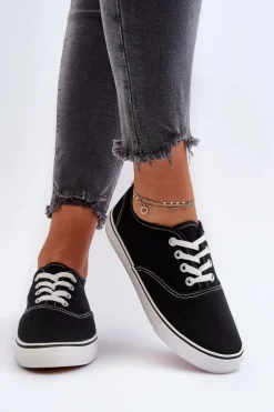 Tenisówki Trampki Damskie Klasyczne Czarne Olvali