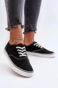 Tenisówki Trampki Damskie Klasyczne Czarne Olvali