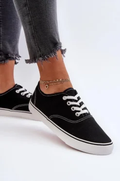 Tenisówki Trampki Damskie Klasyczne Czarne Olvali