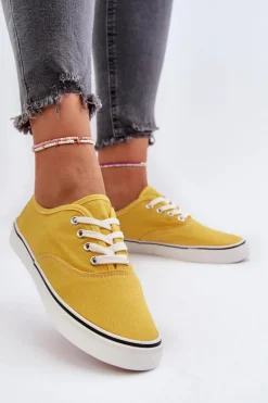 Tenisówki Trampki Damskie Klasyczne Żółte Olvali