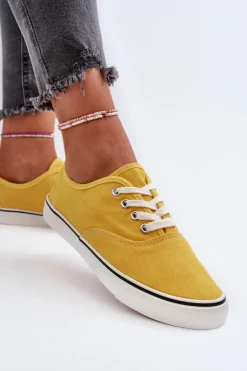 Tenisówki Trampki Damskie Klasyczne Żółte Olvali