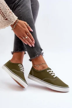 Tenisówki Trampki Damskie Klasyczne Ciemnozielone Olvali