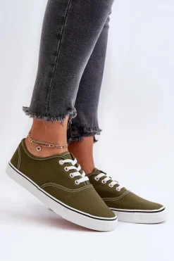 Tenisówki Trampki Damskie Klasyczne Ciemnozielone Olvali