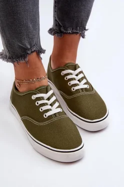 Tenisówki Trampki Damskie Klasyczne Ciemnozielone Olvali