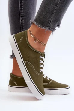 Tenisówki Trampki Damskie Klasyczne Ciemnozielone Olvali