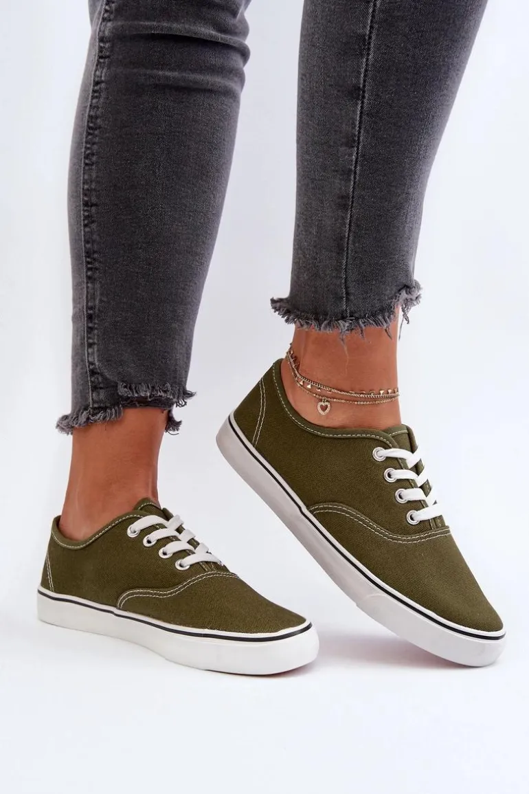 Tenisówki Trampki Damskie Klasyczne Ciemnozielone Olvali