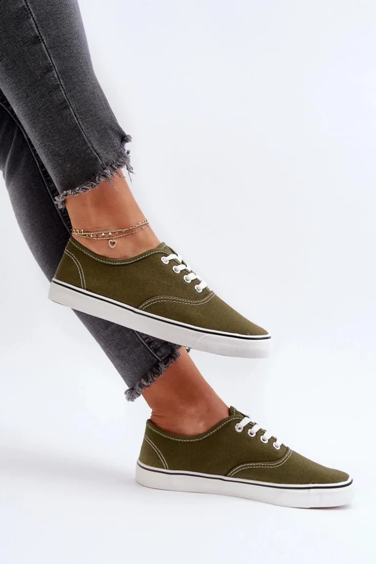 Tenisówki Trampki Damskie Klasyczne Ciemnozielone Olvali