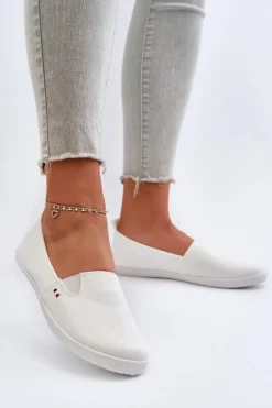 Tenisówki Trampki Slip-On Damskie Białe Adrancia