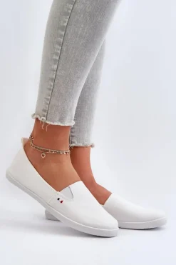 Tenisówki Trampki Slip-On Damskie Białe Adrancia