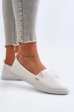 Tenisówki Trampki Slip-On Damskie Białe Adrancia