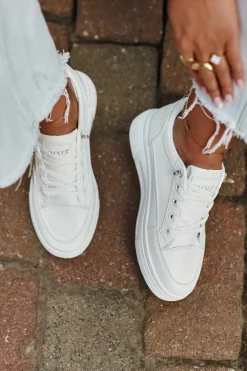 Trampki Buty Sportowe Damskie Na Platformie Z Ozdobą Białe Vinceza 13613