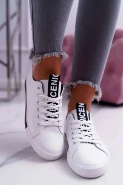 Trampki Damskie Białe Czarny Pasek Nigrid