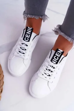 Trampki Damskie Białe Czarny Pasek Nigrid