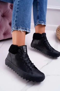 Trampki Damskie Big Star Wysokie Ocieplane Czarne EE274145