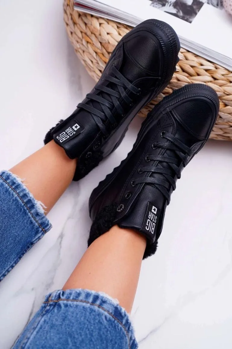 Trampki Damskie Big Star Wysokie Ocieplane Czarne EE274145