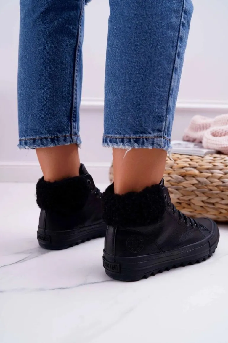 Trampki Damskie Big Star Wysokie Ocieplane Czarne EE274145