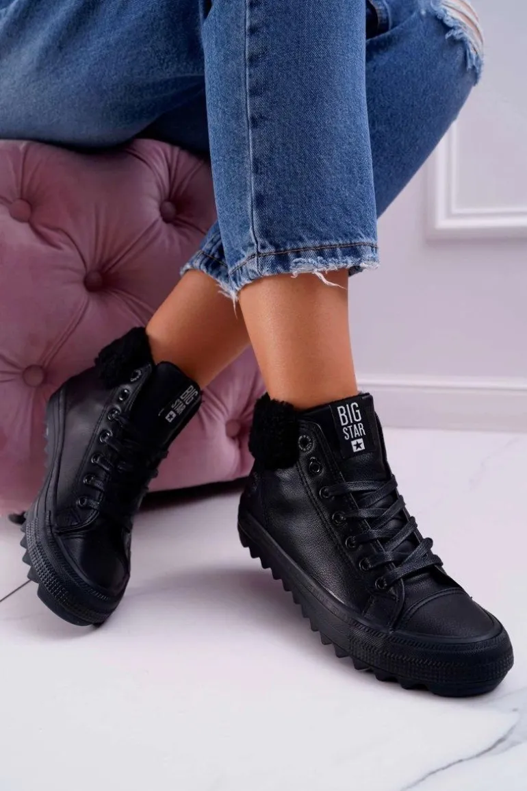Trampki Damskie Big Star Wysokie Ocieplane Czarne EE274145