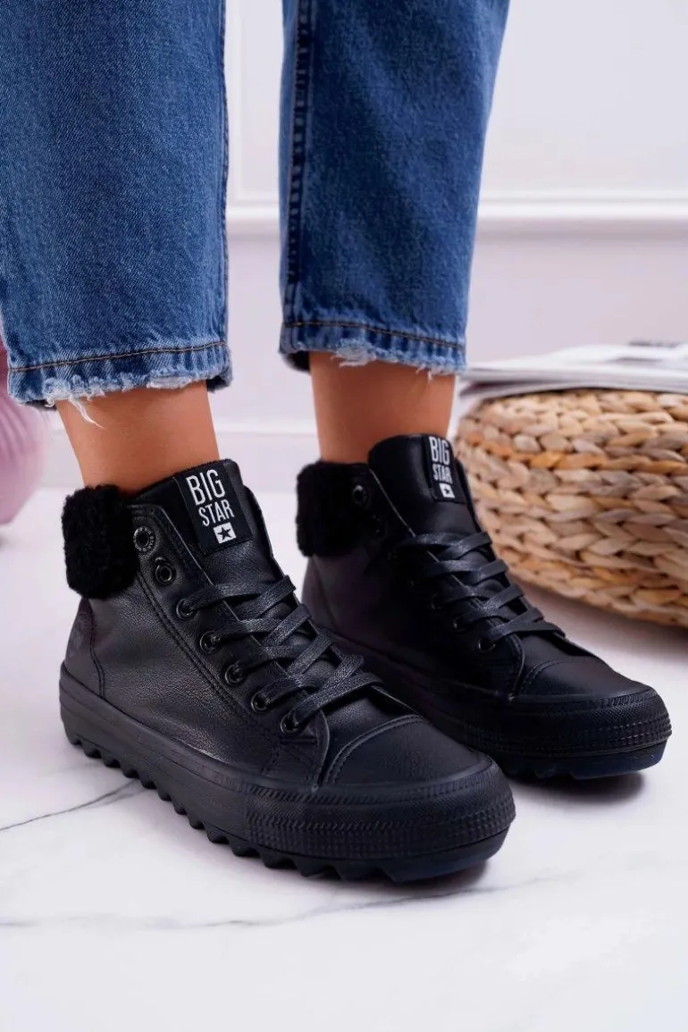Trampki Damskie Big Star Wysokie Ocieplane Czarne EE274145