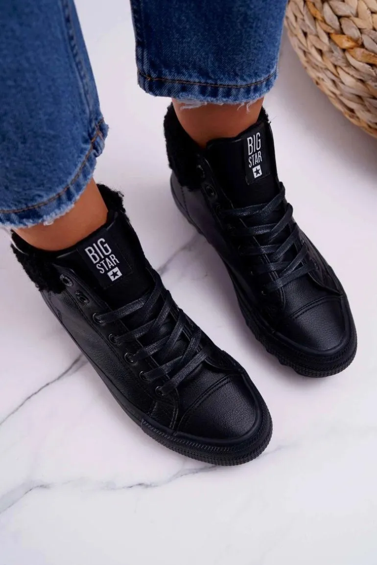 Trampki Damskie Big Star Wysokie Ocieplane Czarne EE274145