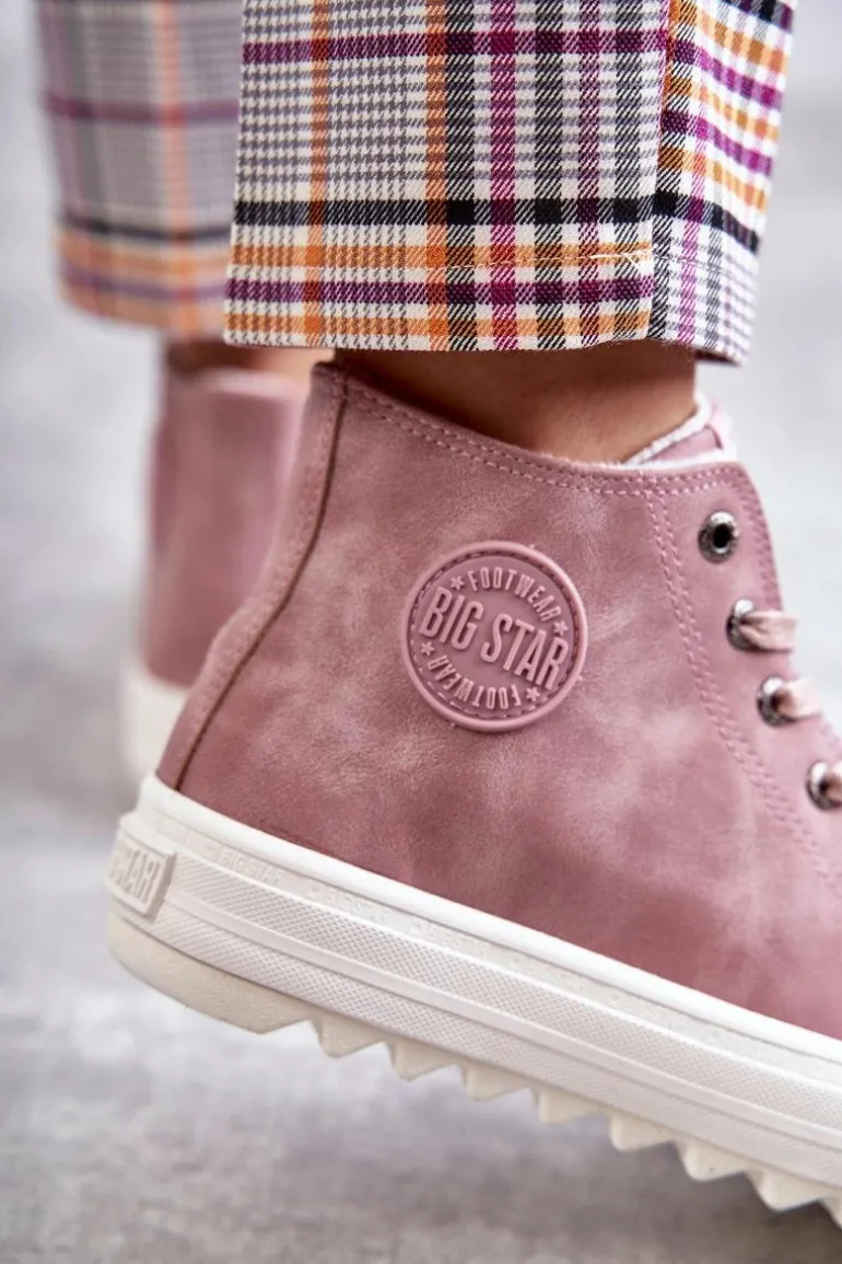 Trampki Damskie Big Star Wysokie Ocieplane Różowe EE274113
