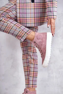 Trampki Damskie Big Star Wysokie Ocieplane Różowe EE274113