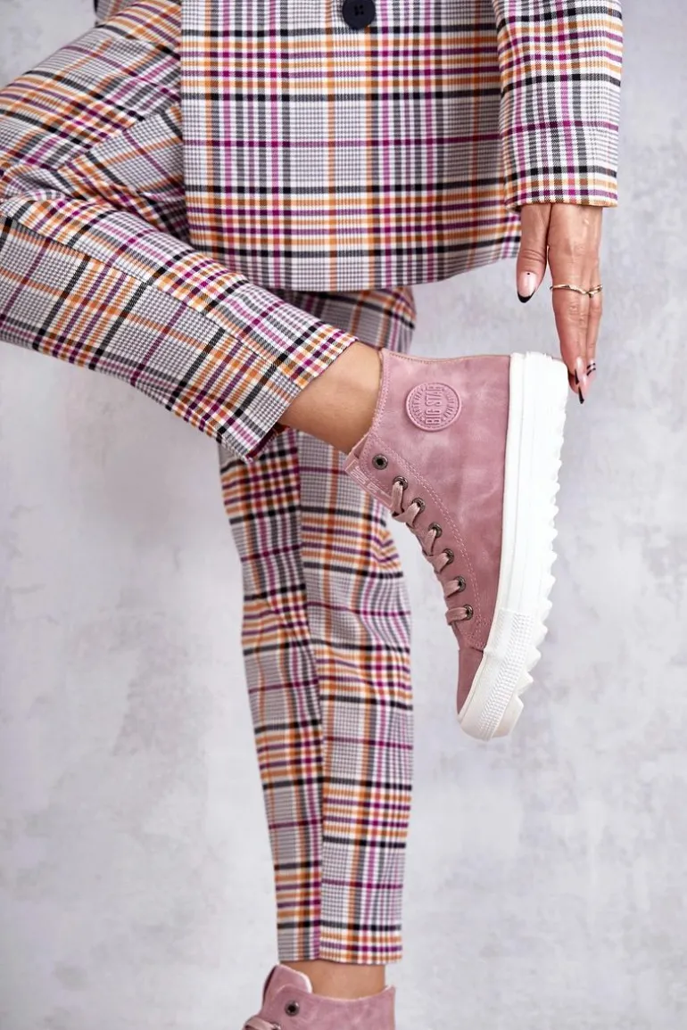 Trampki Damskie Big Star Wysokie Ocieplane Różowe EE274113