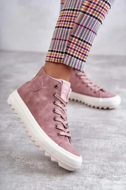 Trampki Damskie Big Star Wysokie Ocieplane Różowe EE274113