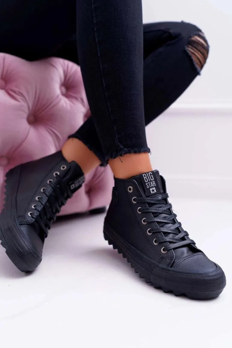 Trampki Damskie Big Star Wysokie Ocieplane Czarne EE274110