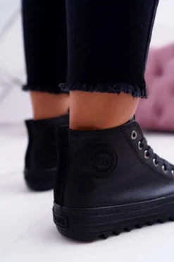 Trampki Damskie Big Star Wysokie Ocieplane Czarne EE274110