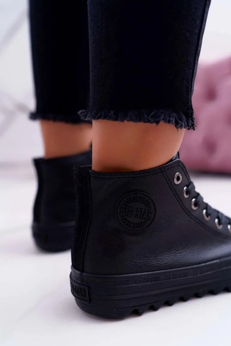 Trampki Damskie Big Star Wysokie Ocieplane Czarne EE274110